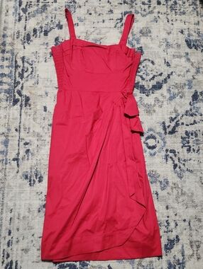 Trashy Diva Retro Red Midi Dress with Side Ruffle